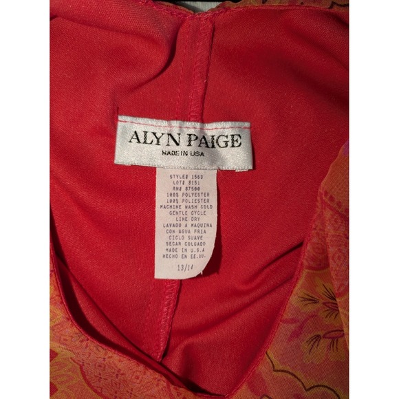 Alyn Paige Floral Paisley Dress 13/14‎ V Neck USA Made Y2K Romantic Feminine - Picture 6 of 10